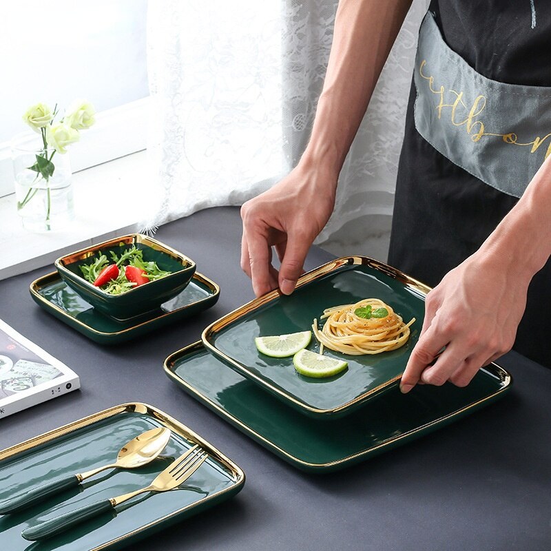 Luxury ceramic tableware, direct selling products, western-style dishes, retro, storage tray plate set dish sets