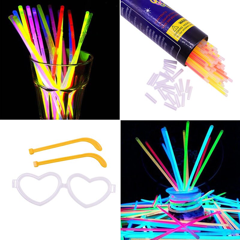 Varillas luminosas de colores combinados, gafas de juguete, diademas, pulseras, accesorios fluorescentes para decoración de fiestas, festivales y bodas
