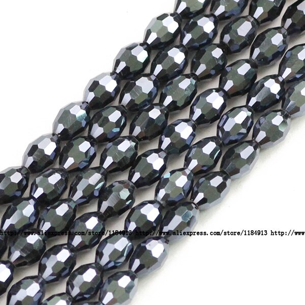 JHNBY rijstkorrels Oostenrijkse kristal kralen ovale vorm plated kleur 50 stuks 6*8mm Losse kralen Sieraden armband accessoires maken DIY: MZ6103 Indigo