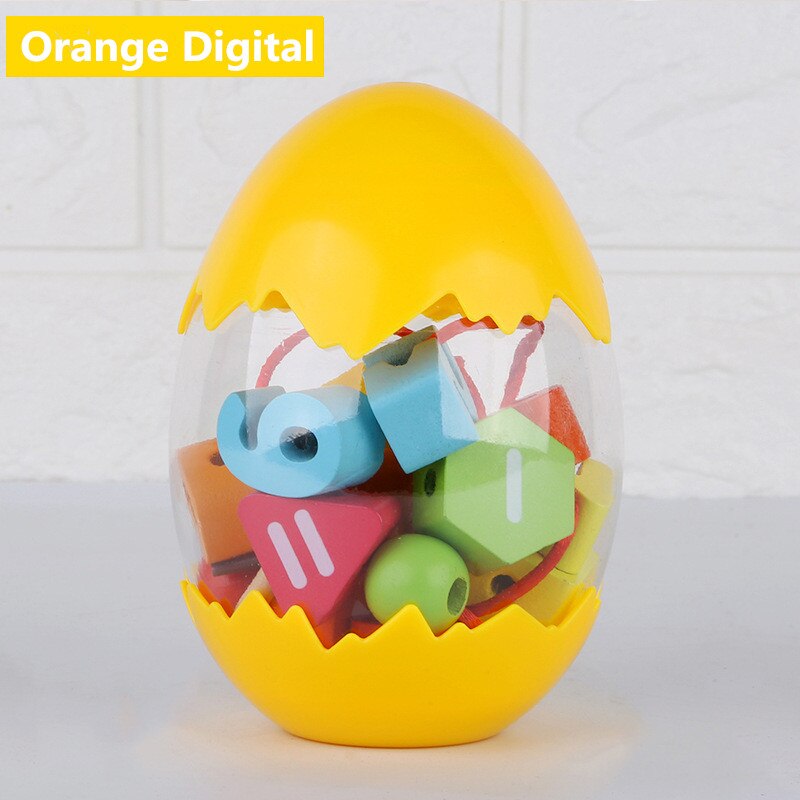 Dinosaur Egg Wooden Beaded Young Children Digital Traffic Wood Bead Toy Play House DIY Handmade Pretend Early Educational Toy: B Digital