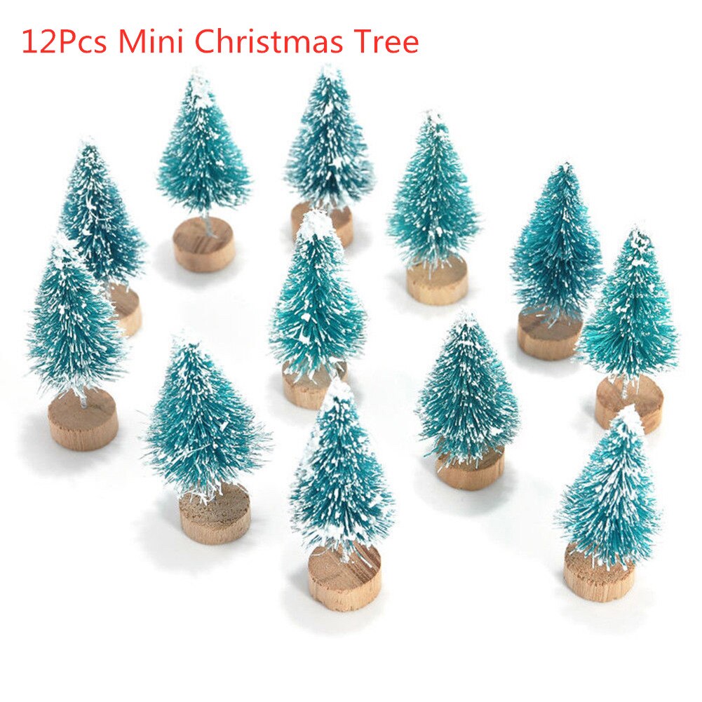 12 STUKS Mini Kerstboom Sisal Zijde Ceder Decoratie Kleine Kerstboom Desktop Home Decor Kerst Decoratie Kinderen