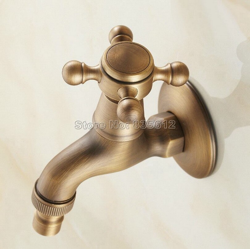 Ottone antico Croce Maniglia Parete Lavatrice Rubinetti Rubinetto Wav102