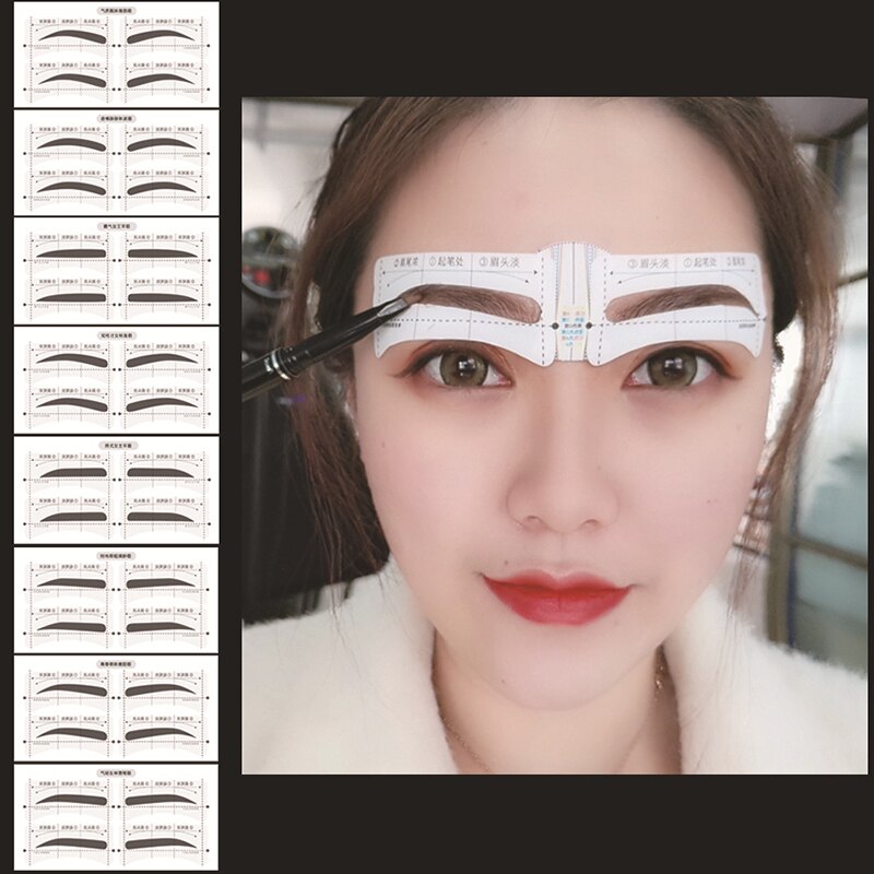 GAM-BELLE 24 Pairs/Set Lazy Quick Eyebrow Stickers Eyebrow Card Template Eyebrow Aids Guide Tattoos Makeup Tools Adjustable