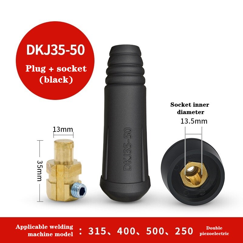 1 Set Rapid Fitting Europe Welding Machine Cable Connector DKJ 10-25 35-50 50-70 Quick Connector Welding Machine Plug Socket: Silver