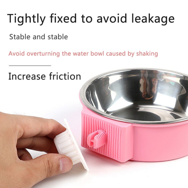 Hangende voerbak van roestvrij staal voor huisdieren, verwijderbare, gemakkelijk te reinigen voerbak voor puppy's, vogels, ratten, cavia's