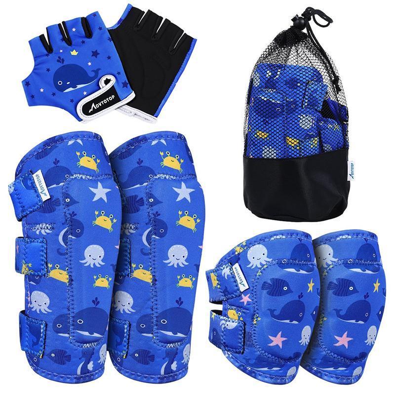 Children Knee Pads Set Kids Sports Knee Pads Knee Support Elbow Pads Gloves for Cycling Skateboarding: Pattern 3 / L/XL