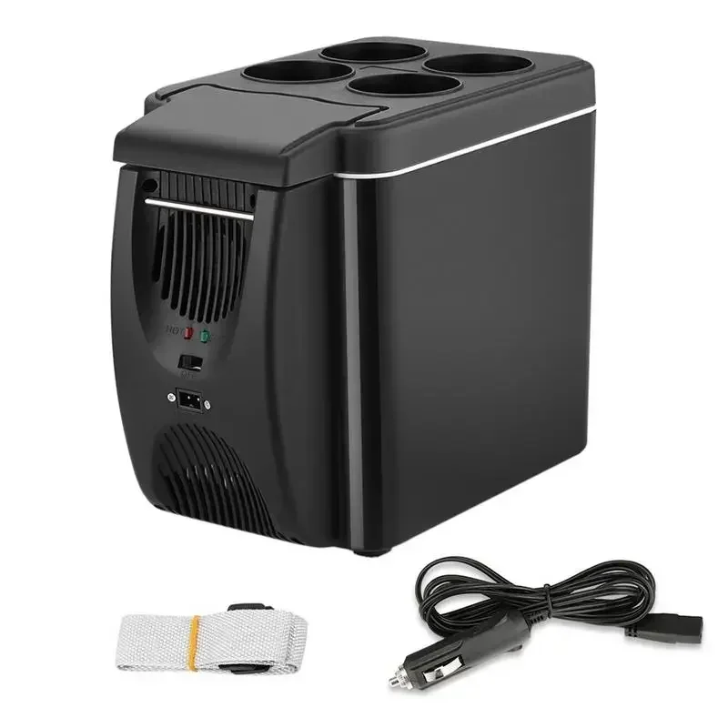 Bilkylskåp 6l 12v elektriska frysar mini bilfrys kylare och värmere elektrisk kylskåp bärbar kylbox resekylskåp: Svart