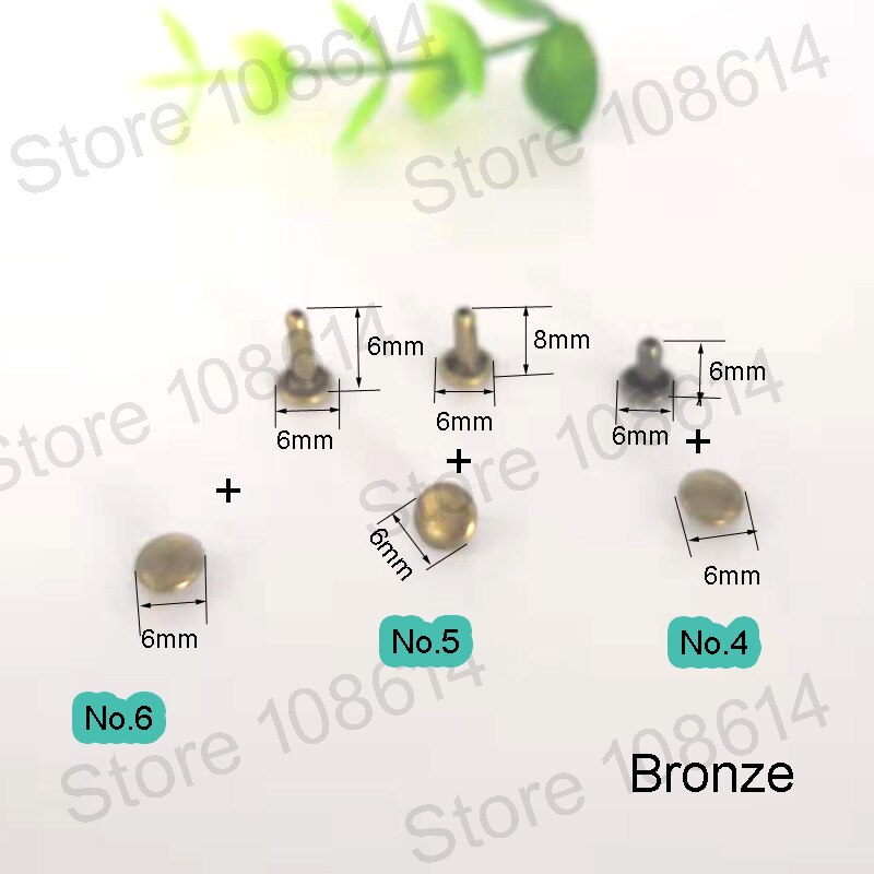 100Pcs DIY accessoires 6mm double-side klinknagels spike stud & spikes voor kledingstuk lederen accessoire Ronde platte spikes Kledingstuk Klinknagels: No.6