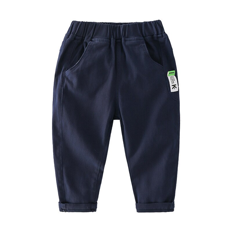 Calças cargo de algodão para meninos, calças da moda para crianças pequenas de algodão com elástico na cintura, roupas para crianças pequenas