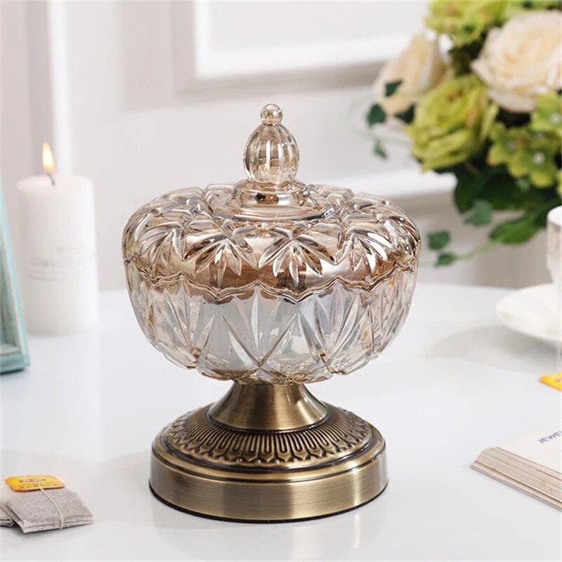 Europæisk retro glasvase metallegering guldvase moderne bord kunstig blomsterflaske boligindretning stue dekoration