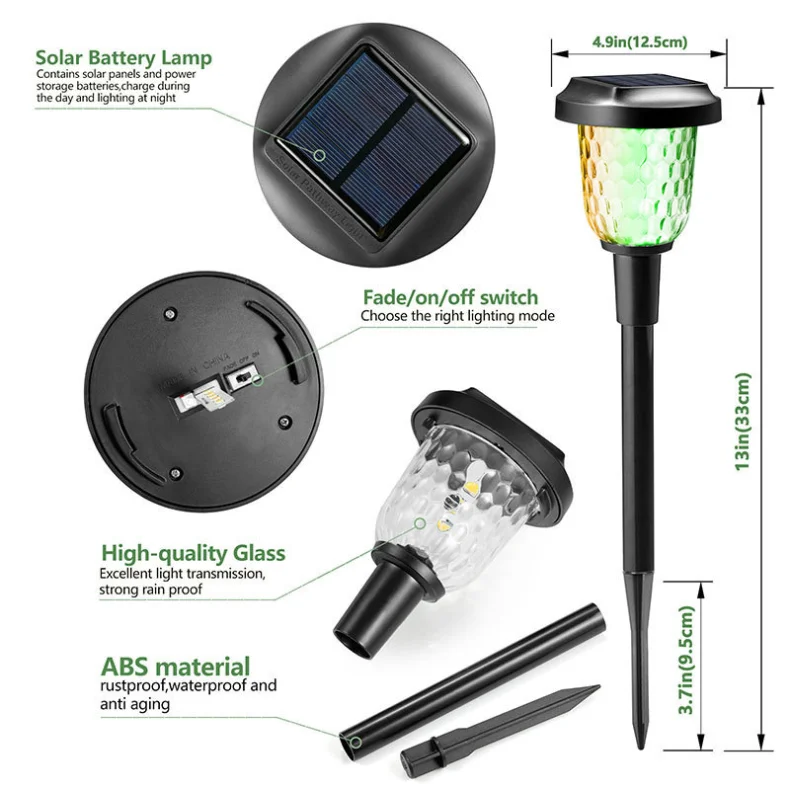 Solar Outdoor Lights Garden Lamps Powered Waterproof Landscape Path for Yard Backyard Lawn Patio Decorative LED Lighting