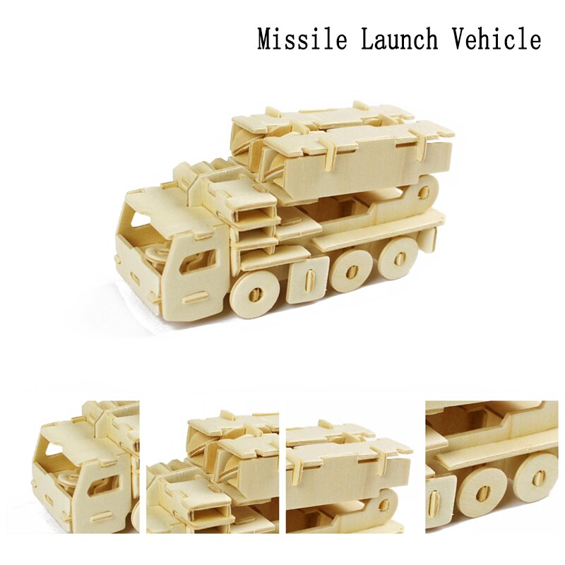 3D Puzzle Wooden Jigsaw Toys Plane Series Vehicle Model Education Toy Game For Children Wood Jigsaw Puzzles Christmas: Missile launch Car
