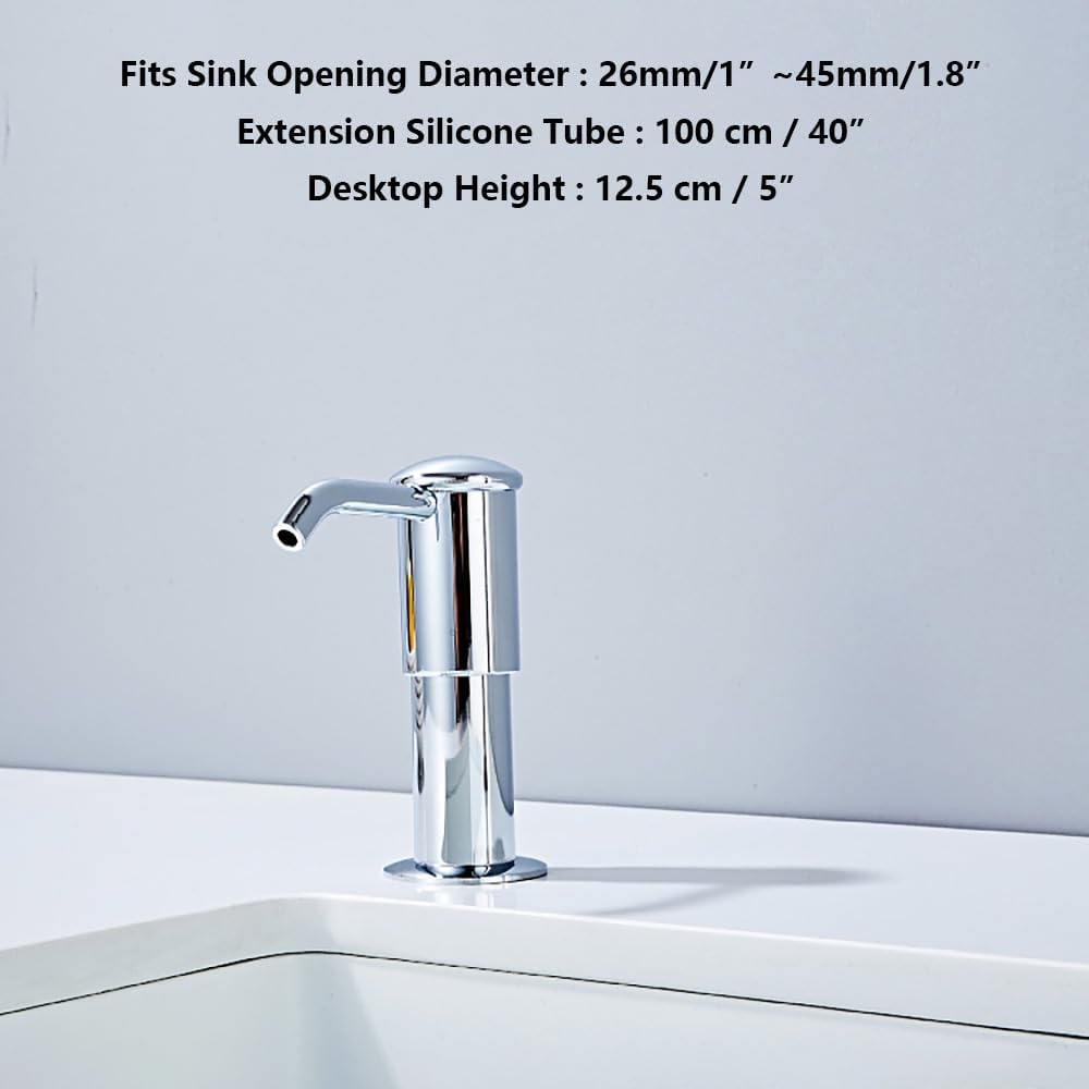 Kitchen Sink Soap Dispenser Stainless Steel HauSun Countertop Pump Head with Extension Tube Kit Extra Long Hose