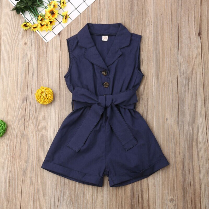 Peuter Meisjes Overall Romper - Mouwloze Effen Kleur Jumpsuit voor de Zomer - 1-6 Jaar