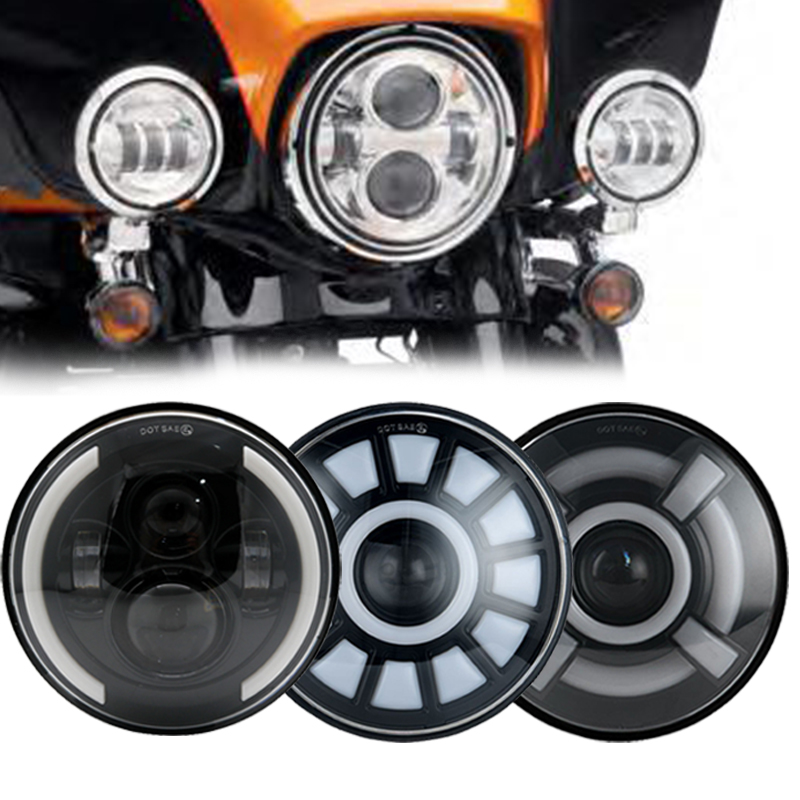Faro LED de 7 pulgadas para motocicleta, alto y bajo de haz lámpara de luz, H4
