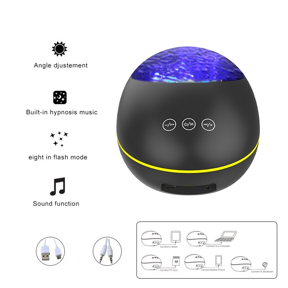 Led Sfeer Muziek Projector Aurora Oceaan Nachtlampje Afstandsbediening Speler Speaker Water Wave Sky Projectielamp
