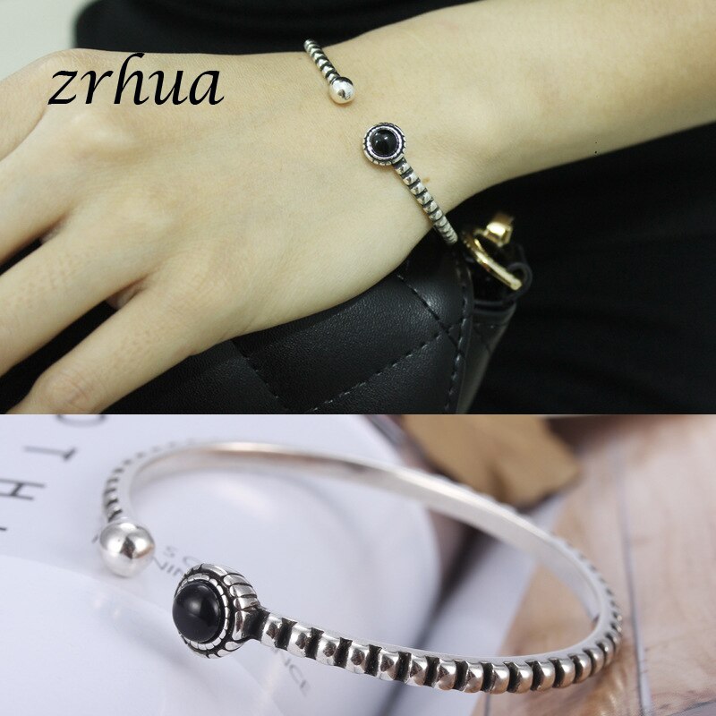 ZRHUA-Pulseras de cristal de Color plateado para mujer, brazaletes de amistad, brazaletes abiertos, estilo, de cumpleaños