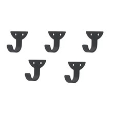 5pcs/set Small Black Metal Hooks Coat Wall Hangers Screws Curved Buckle Zinc Iron Door Wall Hooks