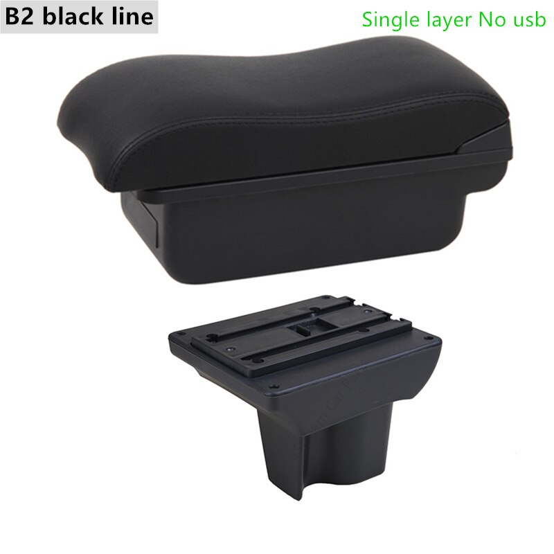 Auto Armleuning Box voor Toyota Rush - ABS Leer Opbergunit met USB & LED - Interieur Accessoire: B2 Zwarte Lijn