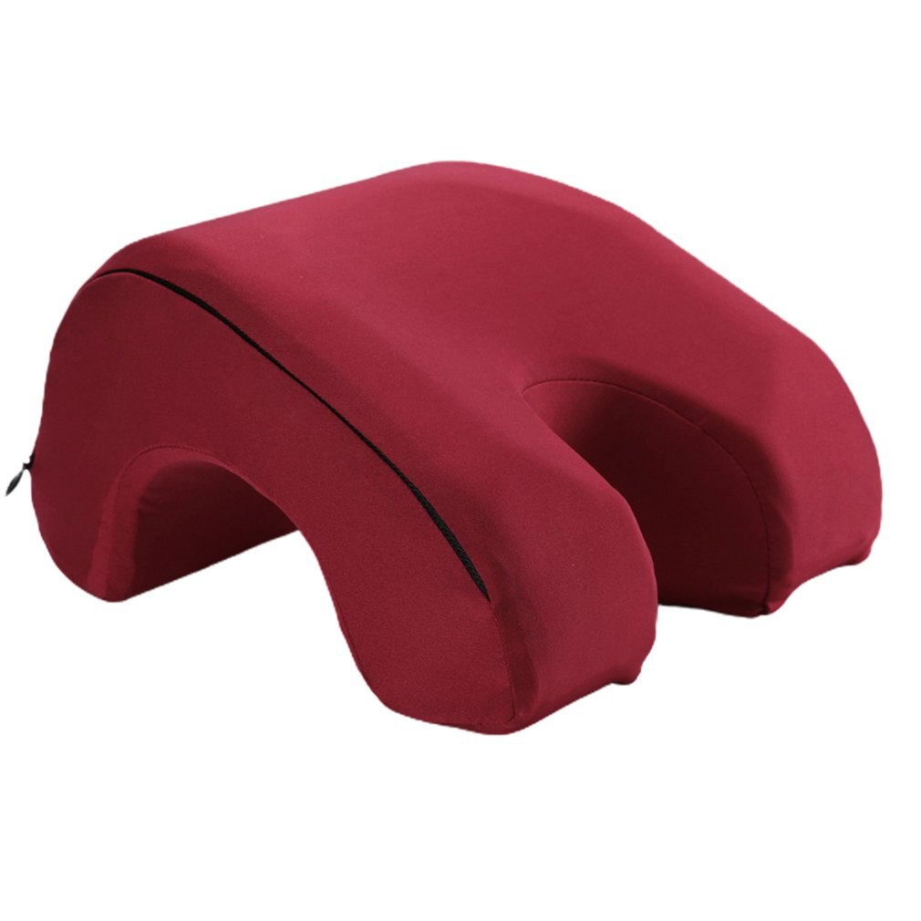 Memory Foam Lying Down Pillow Lunch Break Pillow Office Leisure Nap Pillow Portable Lying Down Pillow: Red