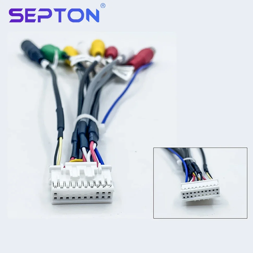 Accesorios para coche de Radio Android de 20 pines, arnés de cables de salida, adaptador de Cable RCA Universal, conector de cableado, línea de interfaz de micrófono de 3,5mm: Negro