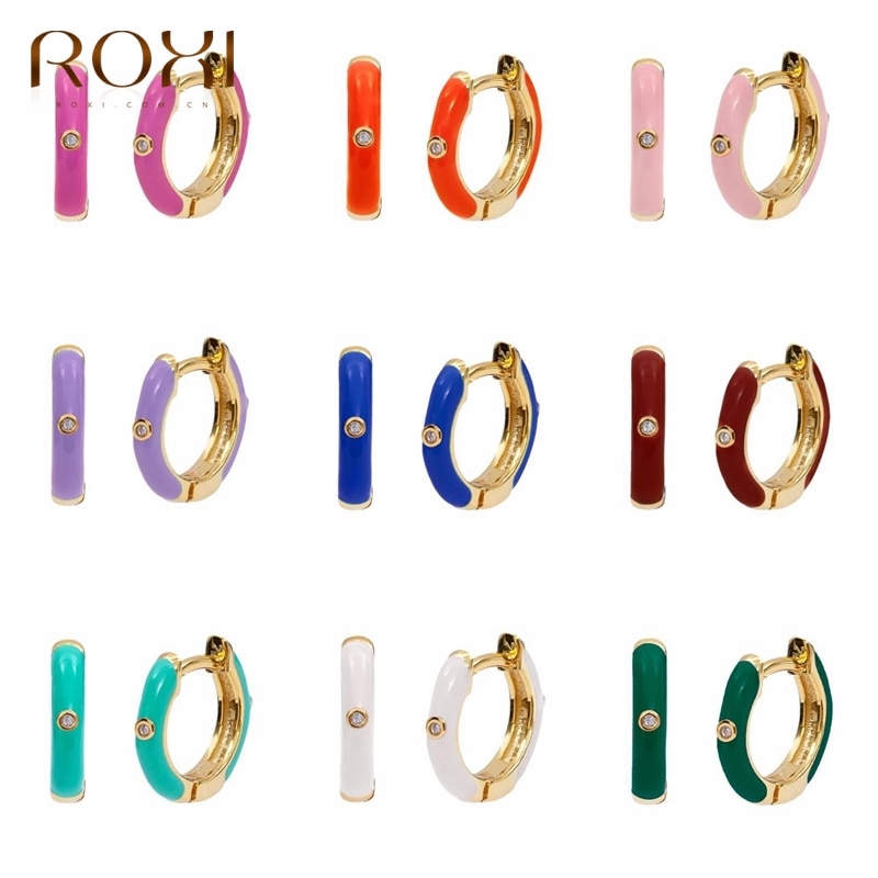 ROXI Ins 9 colori orecchini a cerchio piccoli colorati per le donne orecchini di cartilagine gioielleria pregiata Pendientes in argento Sterling 925