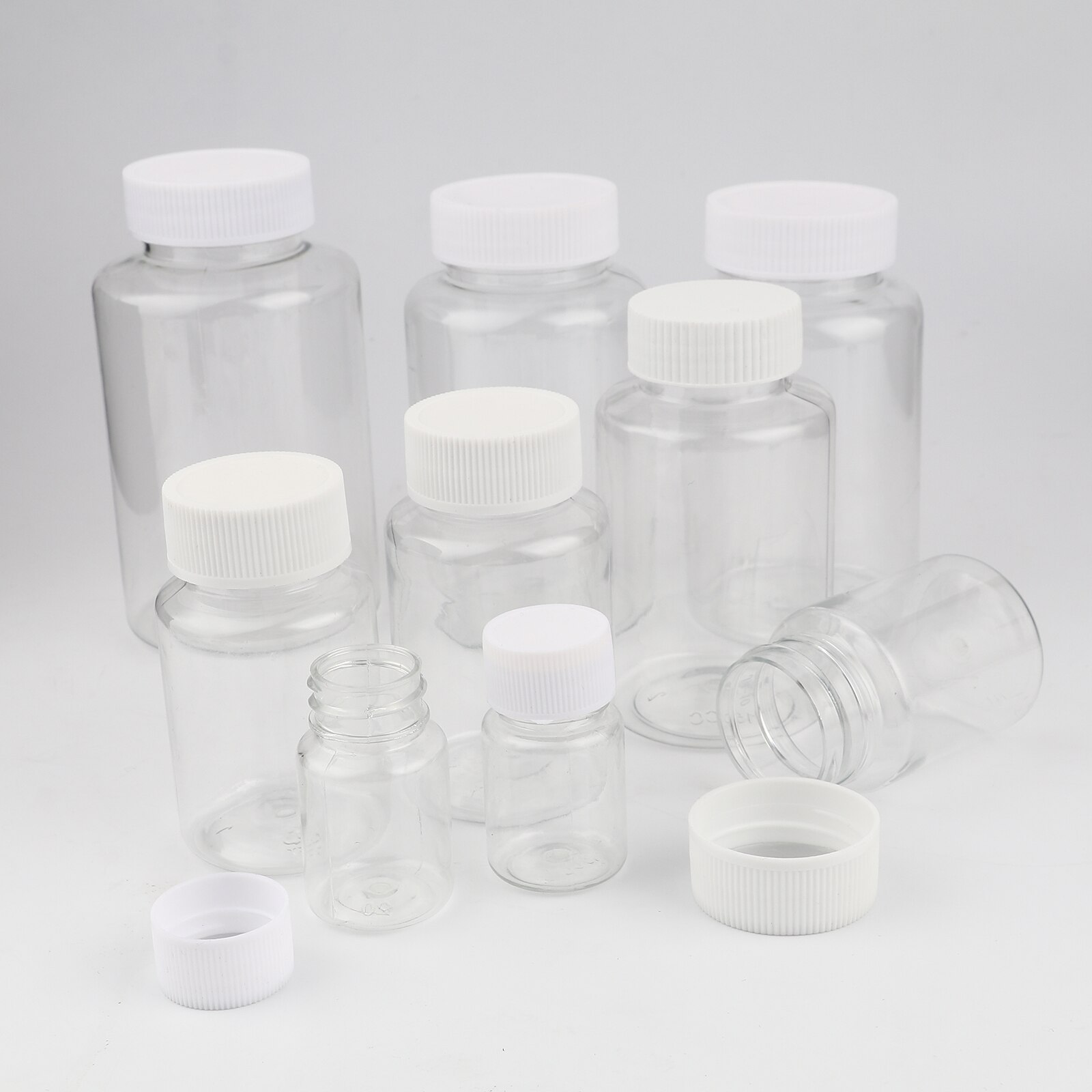 10PCs 15ml-300ml Transparent Clear PET Bottles Storage Loose Spacer Beads Wishing Bottles Empty Spice Bottles Jars DIY Crafts