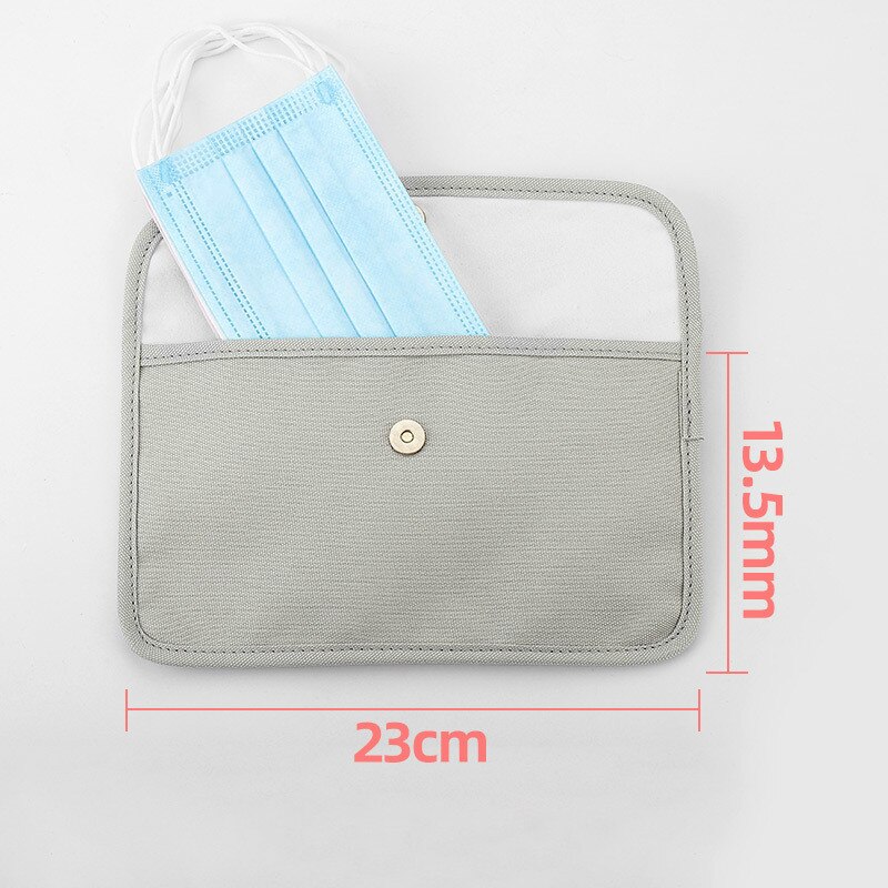 Mascarilla Portátil Bolsa de almacenamiento con hebilla bolsa de maquillaje portátil, para cosméticos, bolsa para viajes bolsa de tela de poliéster 23x13,5 cm funda para máscara: Light gray