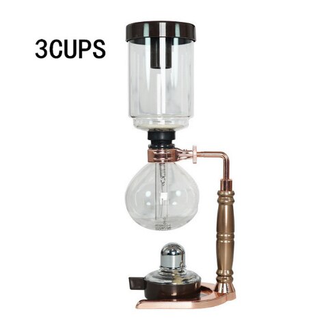 Novo Estilo de Casa Sifão cafeteira Sifão Chá tipo de filtro da máquina de café de vidro pote de vácuo cafeteira 3cup: 3cups rose gold