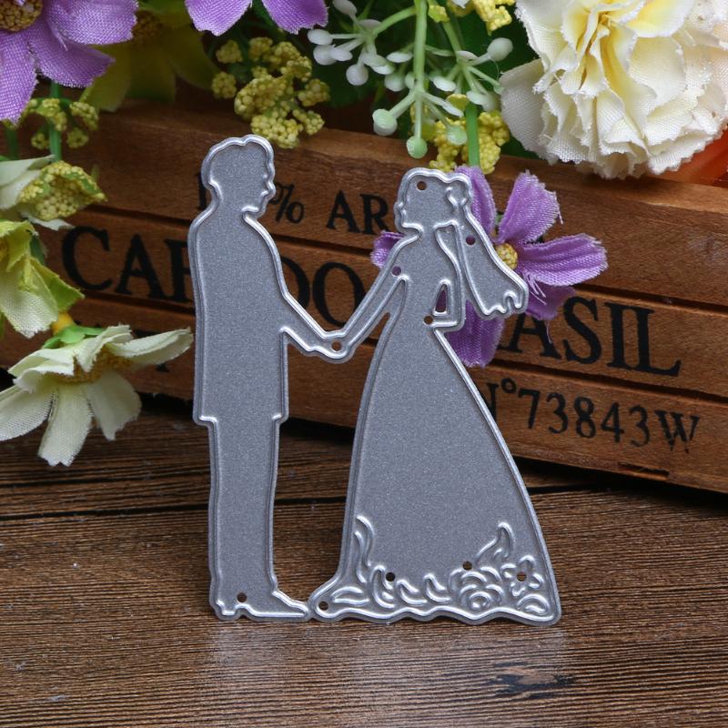 Metal novia novio troqueles de boda plantillas para DIY Scrapbooking diario libro de plantilla de tarjetas de papel de relieve troquelador