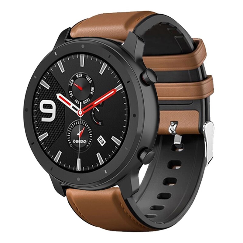 Correa de cuero + silicona para Amazfit GTR 47mm 42mm/AMAZFIT Pace Stratos 2 2s 3 Correa de reloj inteligente Correa: 1 / GTR 42MM