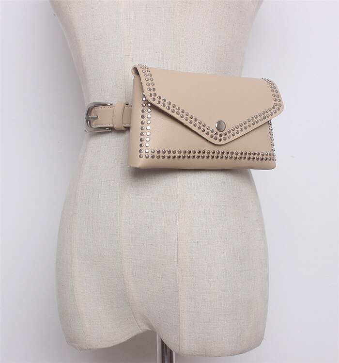 Mihaivin Vrouwen Klinknagel Taille Riem Pak Ongedwongen Taille Tas Pu Leer Vrouwen Tassen Reizen Riem Portefeuilles Fanny Tassen Dames Fit iphone13/+: khaki