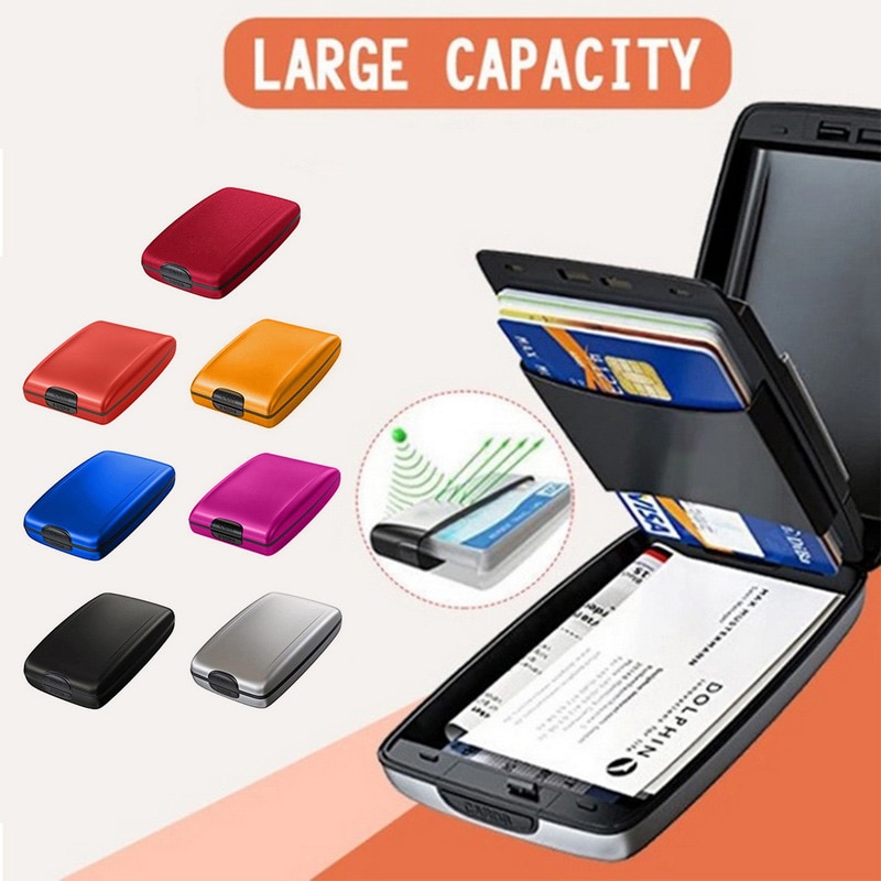 1PC Unisex Aluminum Bank Card Holder Blocking Hard Case Wallet Solid Credit Card Scanning Protect Card Holder Women and Men