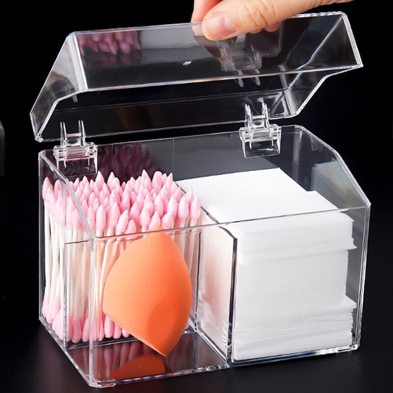 Acrylic Waterproof Storage Box Cotton Swab Pads Dustproof Storage Container Transparent Cosmetic Classification Organizer Case