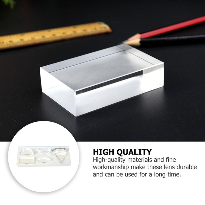 1 Set 6Pcs Optical Lens Kit Physics Teaching Optical Equipment (Transparent)