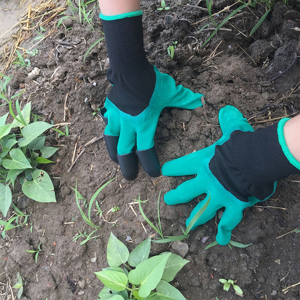 1 par de látex e abs plástico luvas de jardim garras stretchable jardim genie luvas fácil de cavar e plantar durável e flexível