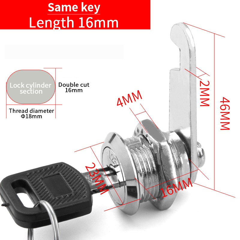 5 SETS Security Lock Metal Alloy Cylinder Cabinet Locker Cam Lock With 2 Keys Security Mailbox Lock Cabinet Drawer Cam Lock 18mm: M / WHITE