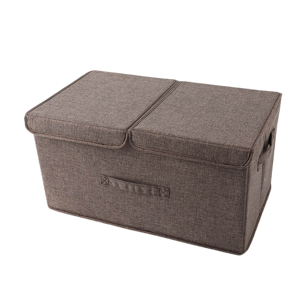 Opbergdozen met dubbele deksels, geurloos polyesterweefsel, doorzichtige opbergmanden, bakken met organizer voor kinderspeelgoed: 36 25 16cm / Koffie