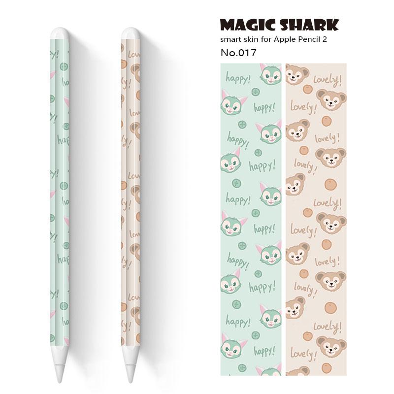 Magic Shark 2pcs/lot for Apple Pencil 2 Stickers Scratchproof Cute Cartoon Ultra Thin Stickers Touch Stylus Pen Sticker Paper: 017