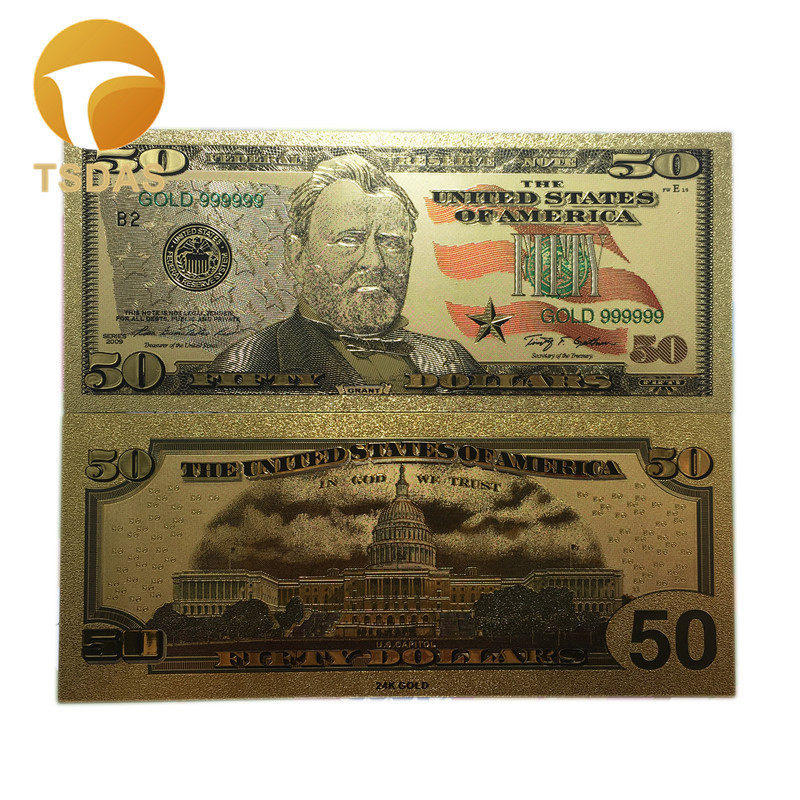 Alle typer amerikanske pengesedler dollar guld seddel  in 24k guldbelagt til indsamling: 6