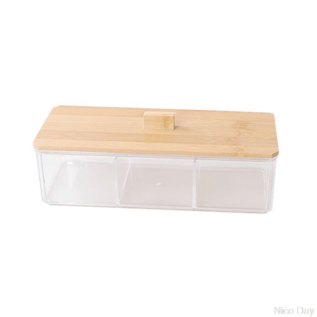 Makeup Cotton Pads Swab Storage Bin Case Cosmetics Organizer Box with Bamboo Cover for Women Makeup Holder: I