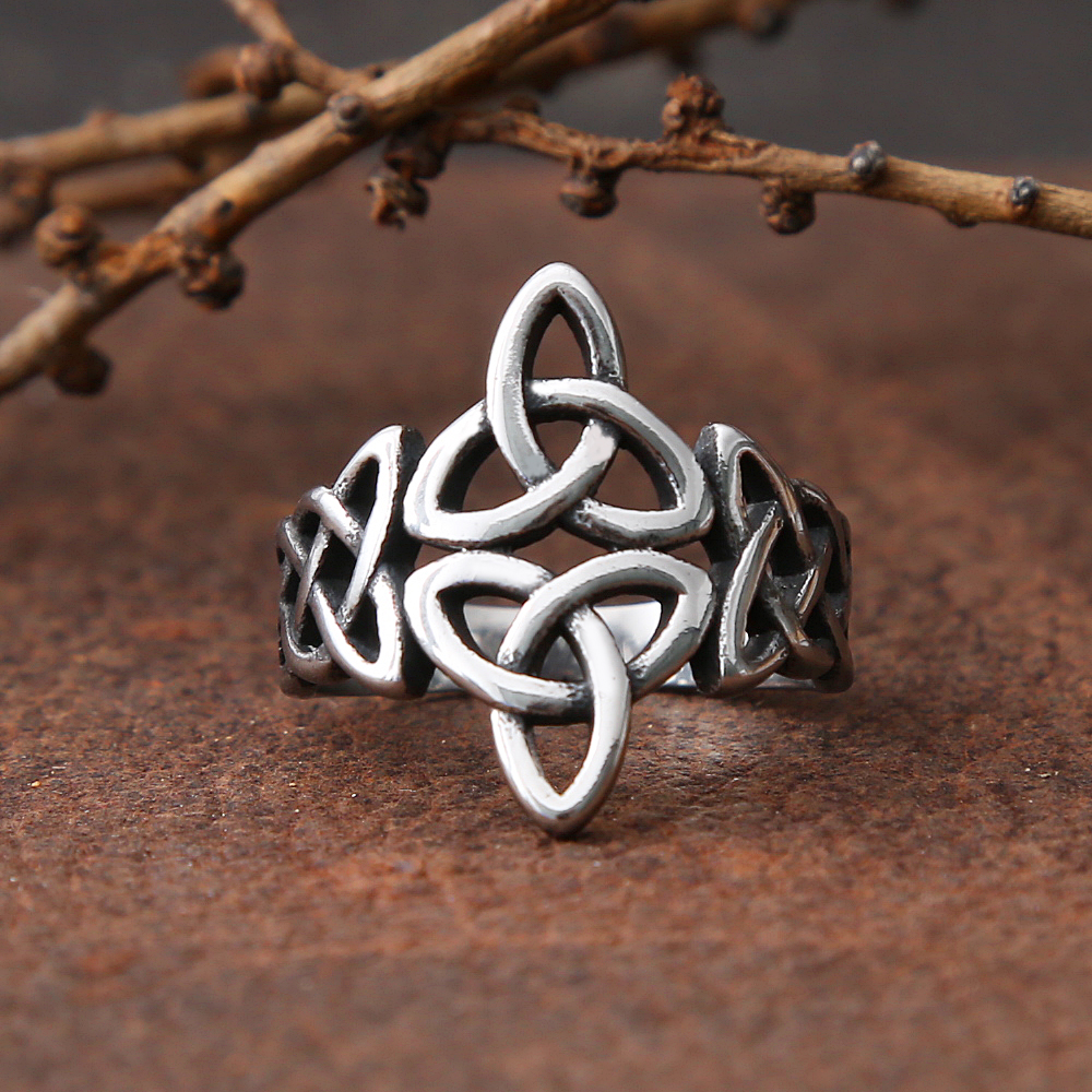 Triquetra Celtics Knot Ring Steel Color Nordic stainless steel Viking ring men and women Irish Celtic jewelry anniversary