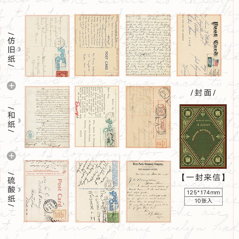 10 sztuk/zestaw średniowieczny wiersz serii papierowy materiał graty dziennik planista Scrapbooking dekoracja w stylu klasyczny DIY rękodzieło dokument informacyjny: E