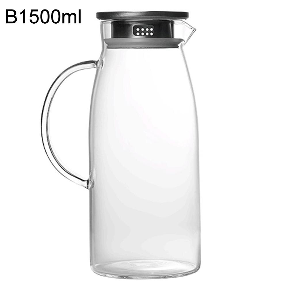 1300/1500/2000ml Glass Pitcher /Cold Water Jug Kettle Juice Container Bottle for Homemade Fruit Juice Iced Tea Accessories: B