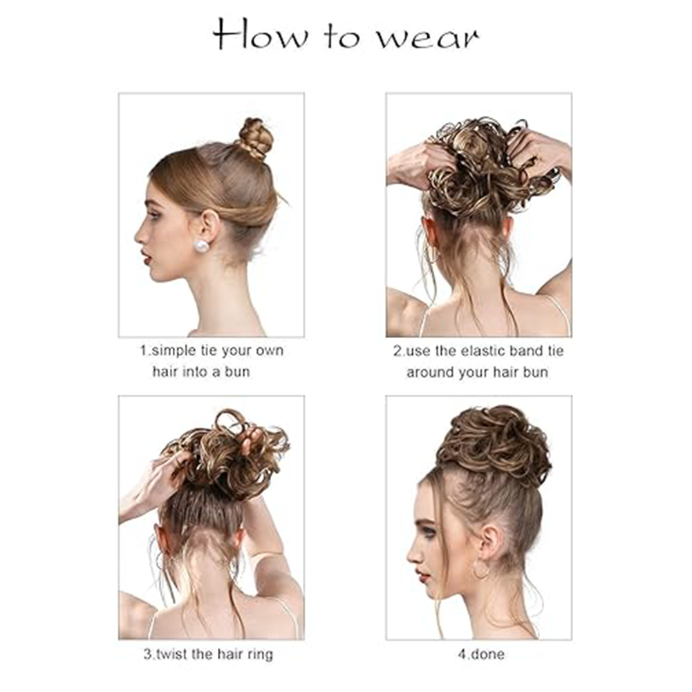 Messy Hair Bun Synthetic Hairpieces for Women Short Bun Tousled Synthetic Elastic Scrunchies Hairpiece for Women Girls