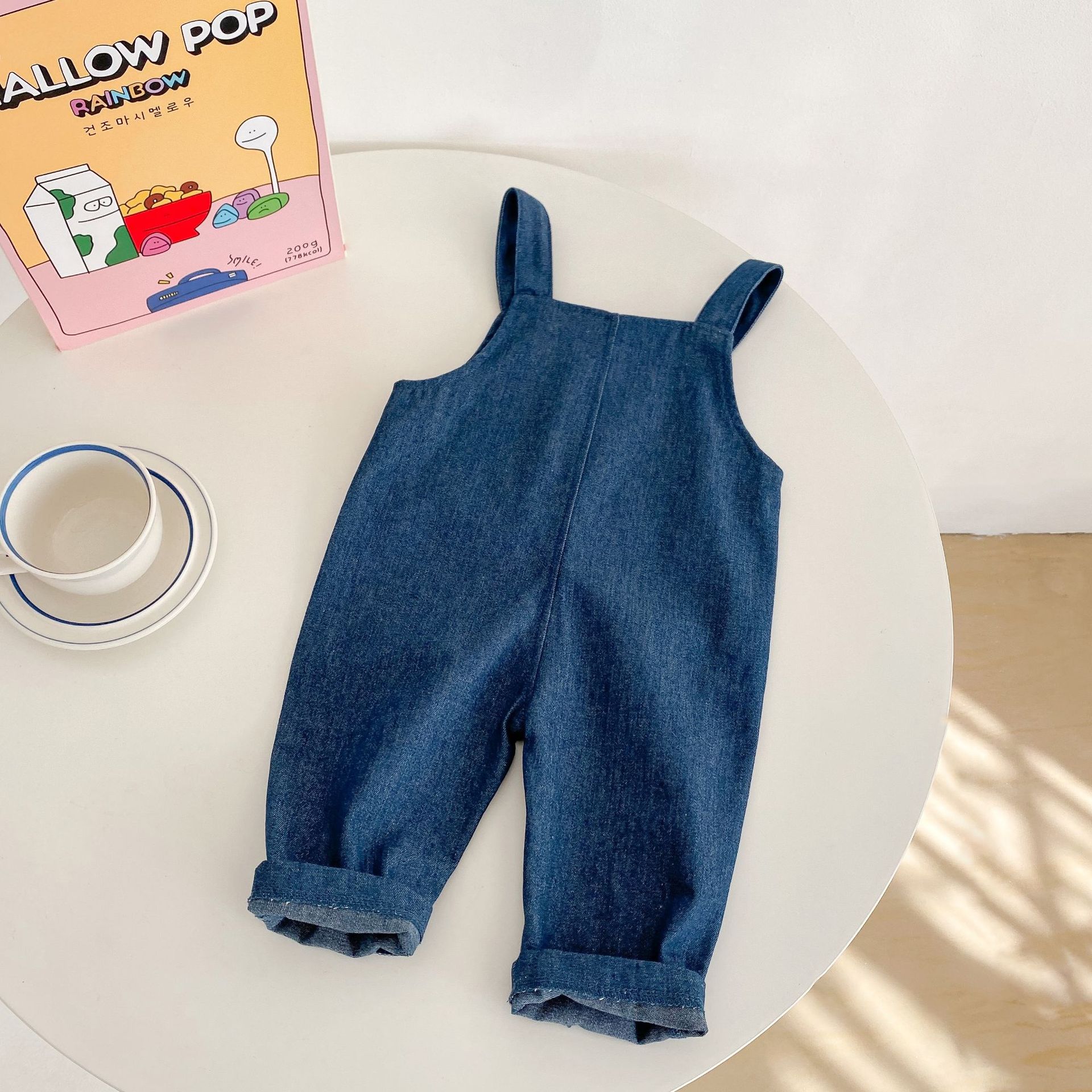 Jean à bretelles en coton et Denim pour bébé, pantalon à la pour garçon de 0 à 2 ans, printemps et automne, 1055B