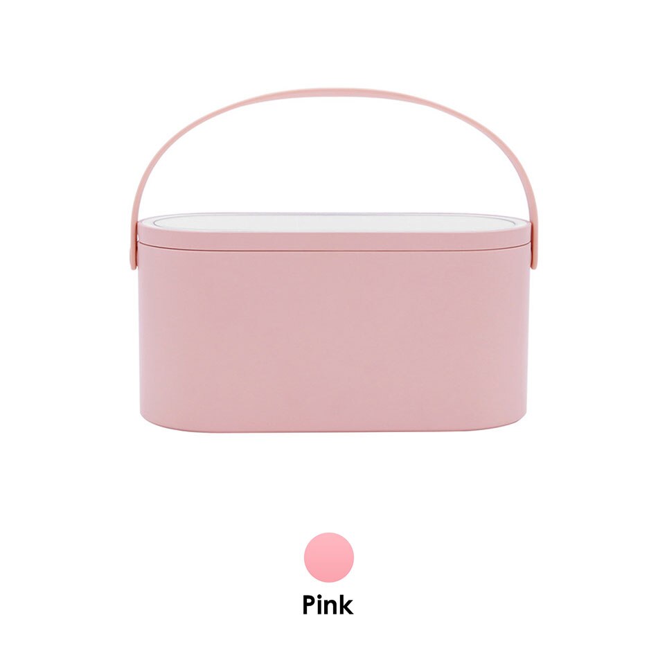 Podświetlane lustro robić makijażu skrzynka Organizer na kosmetyki z oświetleniem doprowadziło lustro robić makijażu kreatywne 2 w 1 przenośne pudełko na przybory robić makijażu: Default Title