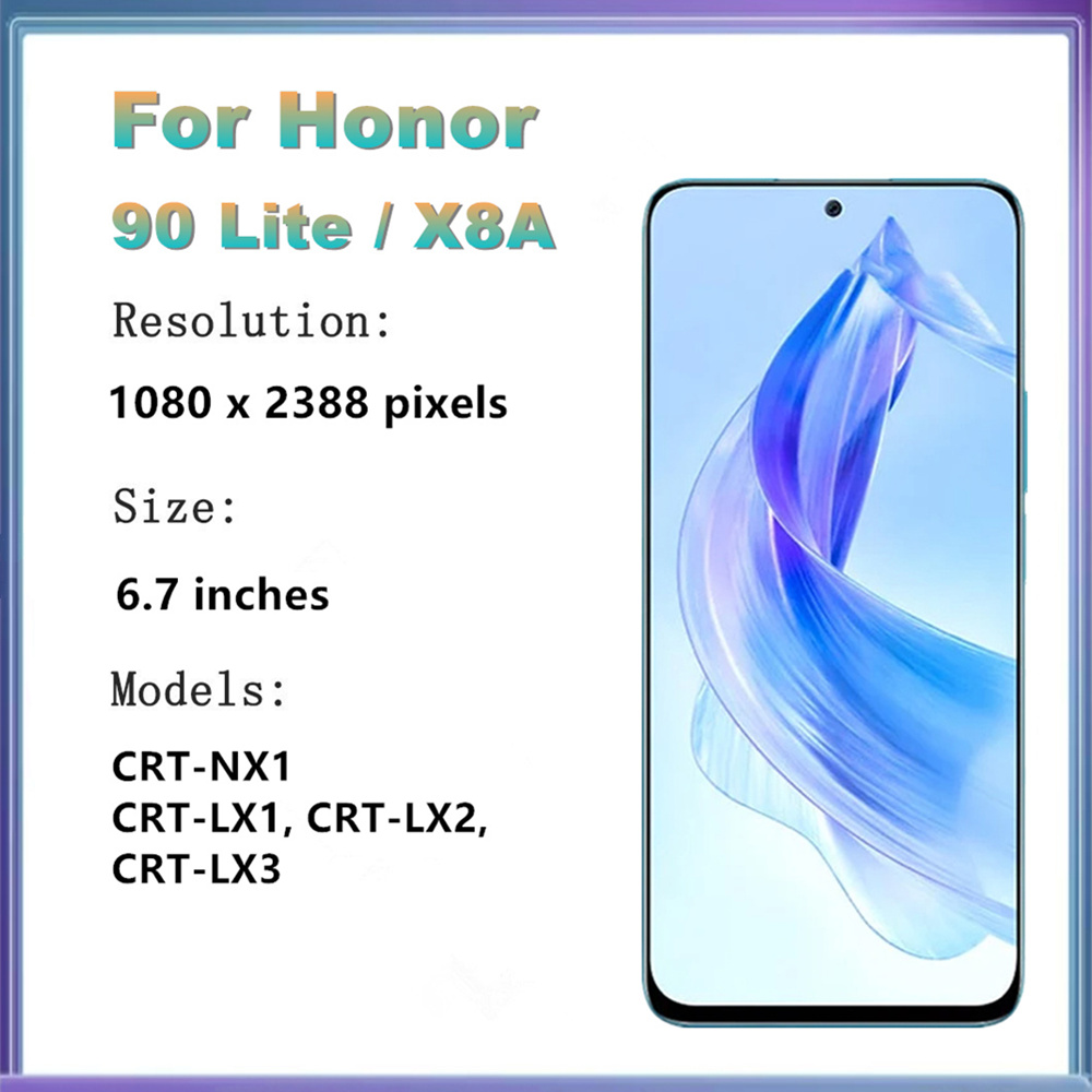 Pantalla LCD de 6,7 pulgadas para Huawei Honor X8A LCD CRT-LX1 montaje de pantalla táctil para Honor 90 Lite CRT-NX1 LCD con marco