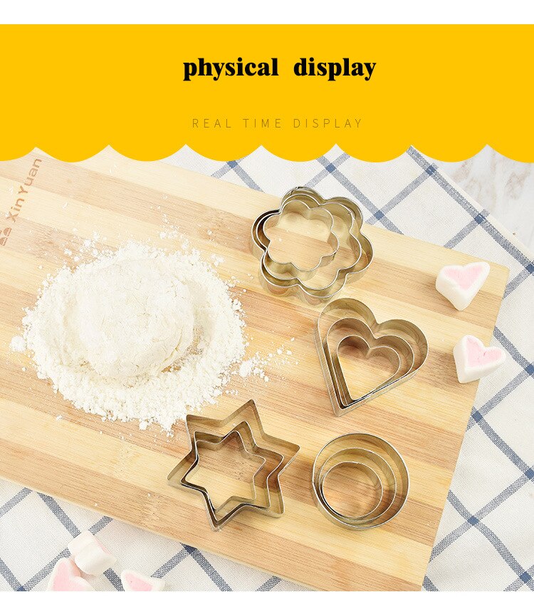 Mini Geometric Shaped Cookie Biscuit Cutter Rectangle Square Heart Triangle Round Tiny Circle Baking Stainless Steel Meta