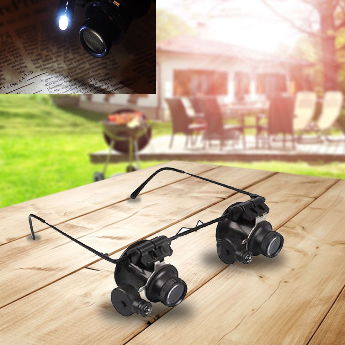 20X LED Magnifier Magnifying Dual Eye Glasses Loupe Lens Jeweler Watch Repair Loupe Magnification Jewellers Loupe